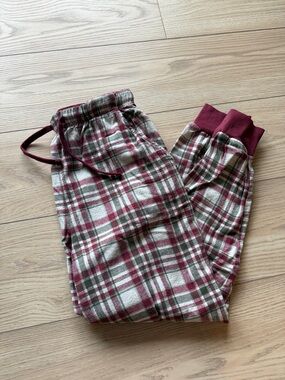 Little Bipsy Burgundy, Green & White Plaid Flannel Pajama Pants